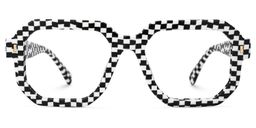 Joeann Geometric Black-White Checkered Glasses0