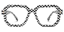 Joeann Geometric Black-White Checkered Glasses0
