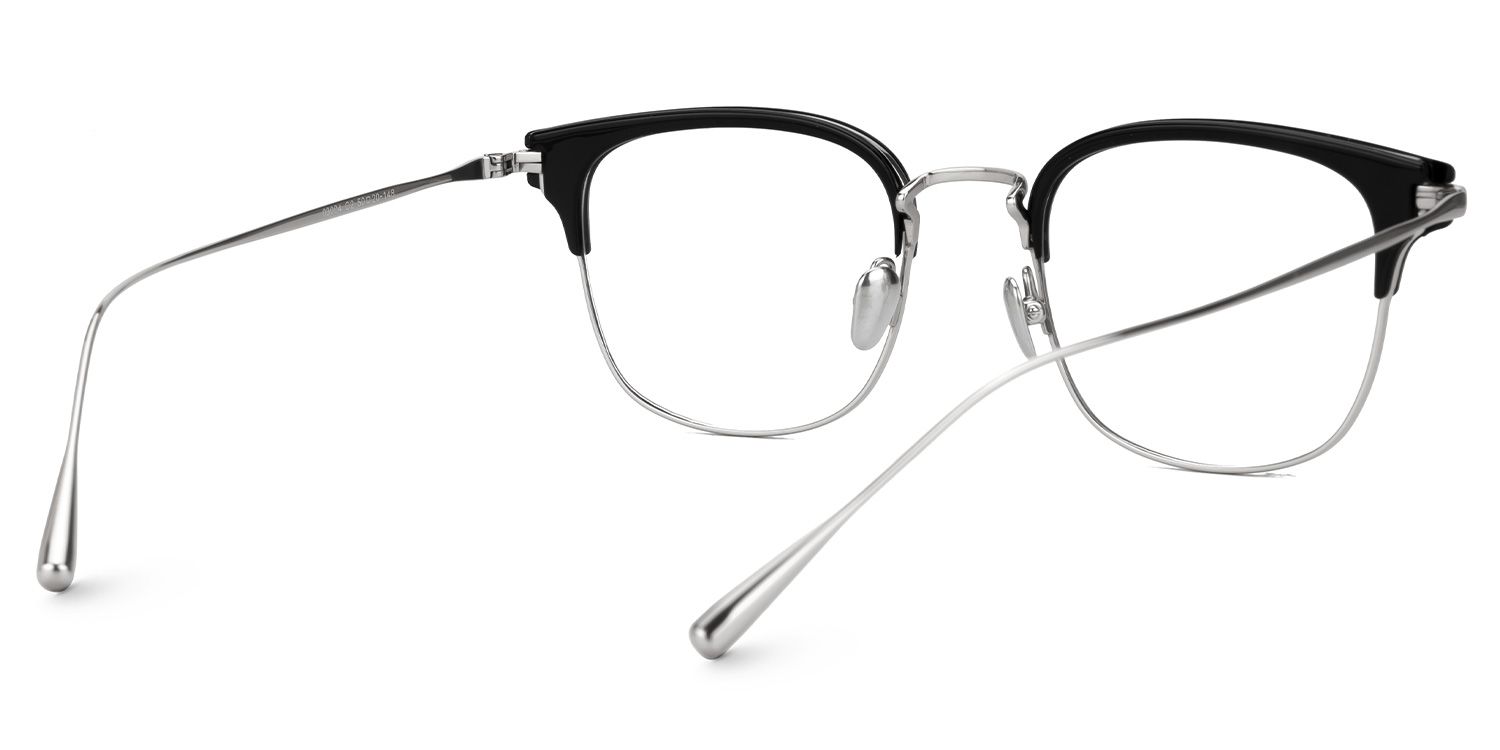 Mecca Silver Eyeglasses with Browline Shape | Zeelool Optical3