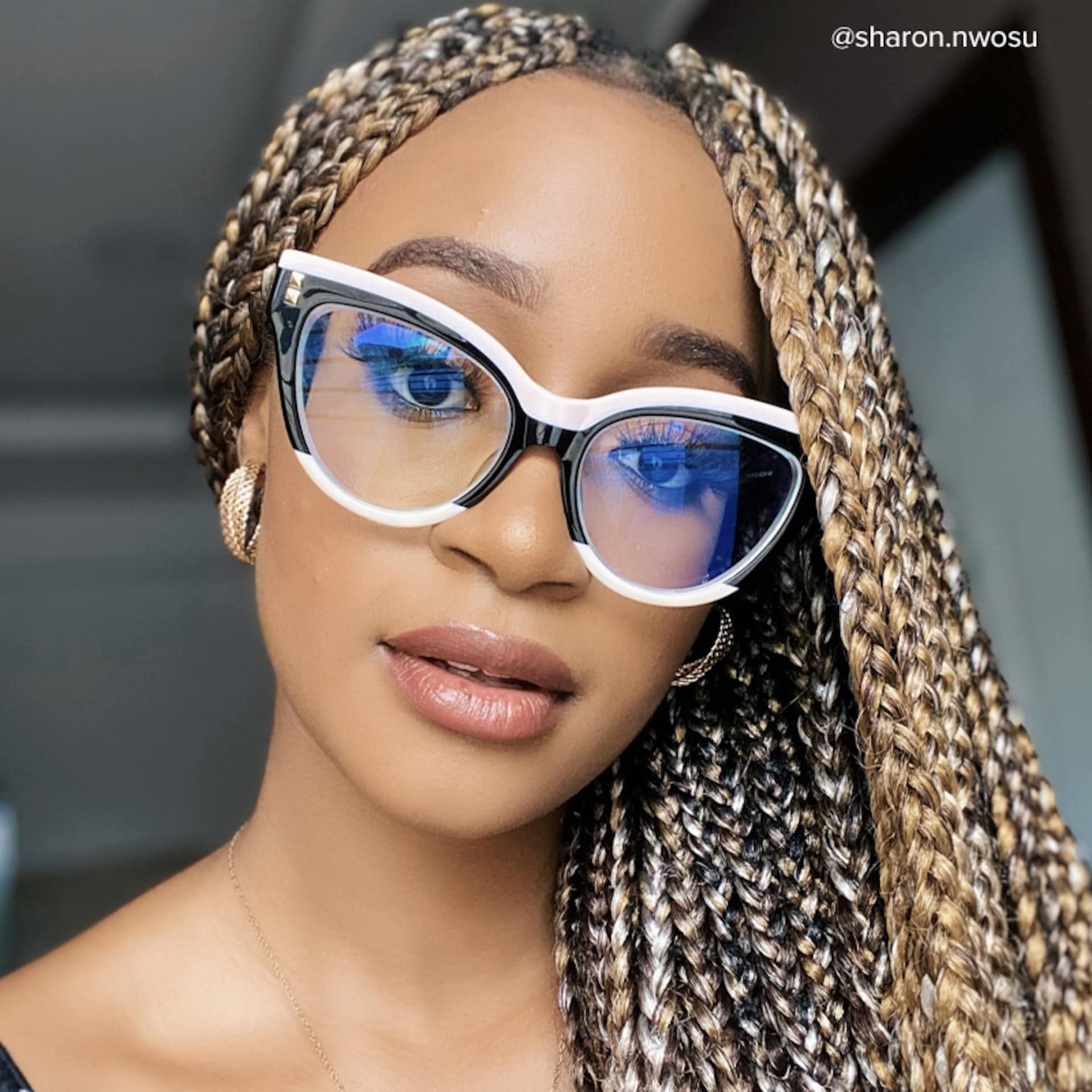 Cascata Cateye Frame Glasses with Black and Pink Color9