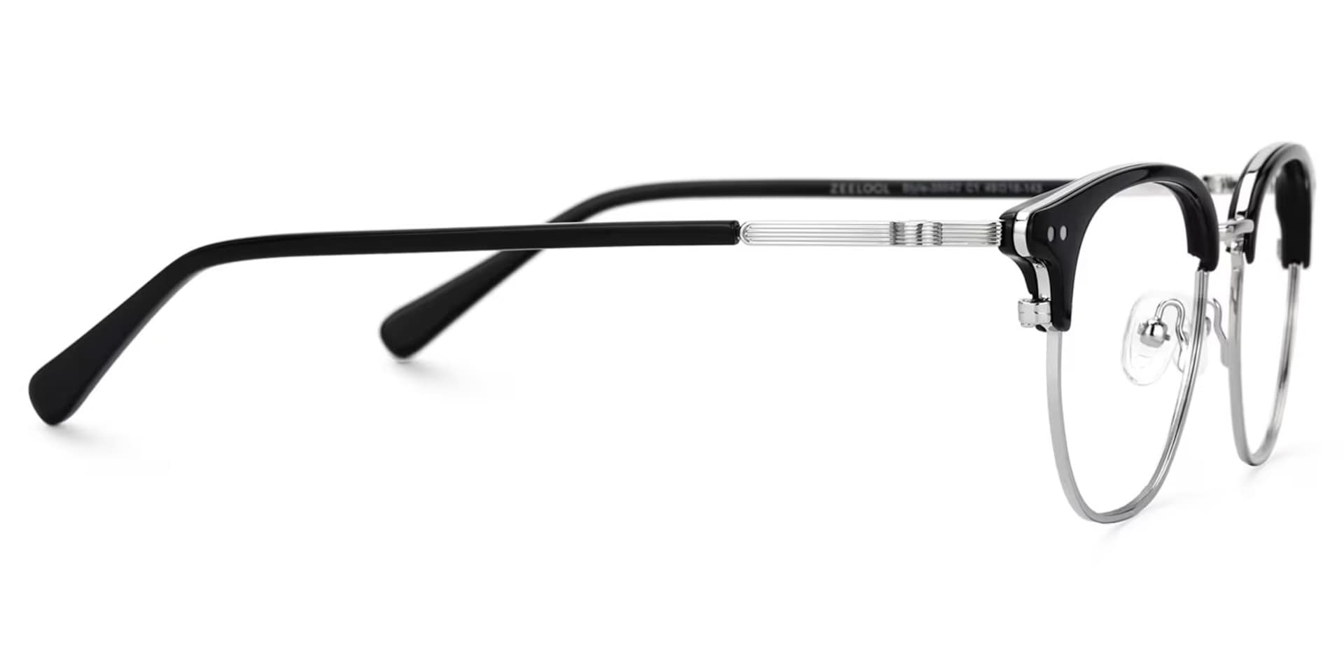 Black Mixed-Materials Geometric Eyeglasses- Geno2