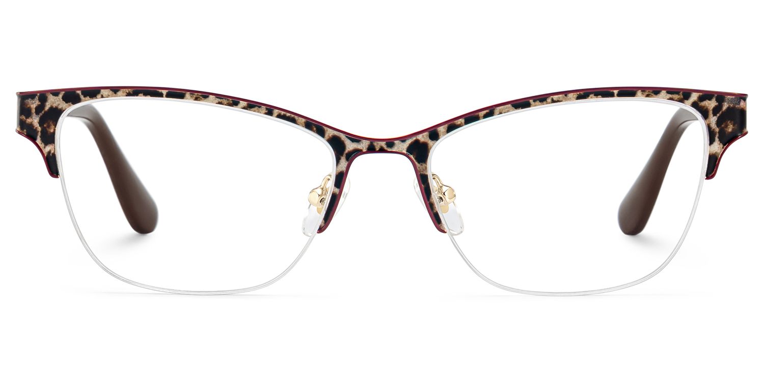 Zeelool Women's Cat eye Brown Leopard print Mixed Prescription Glasses