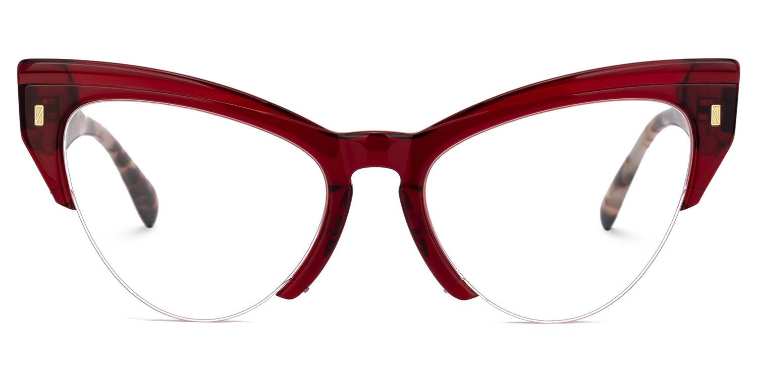 Castealia Red Eyeglasses with Cateye Shape | Zeelool Optical0