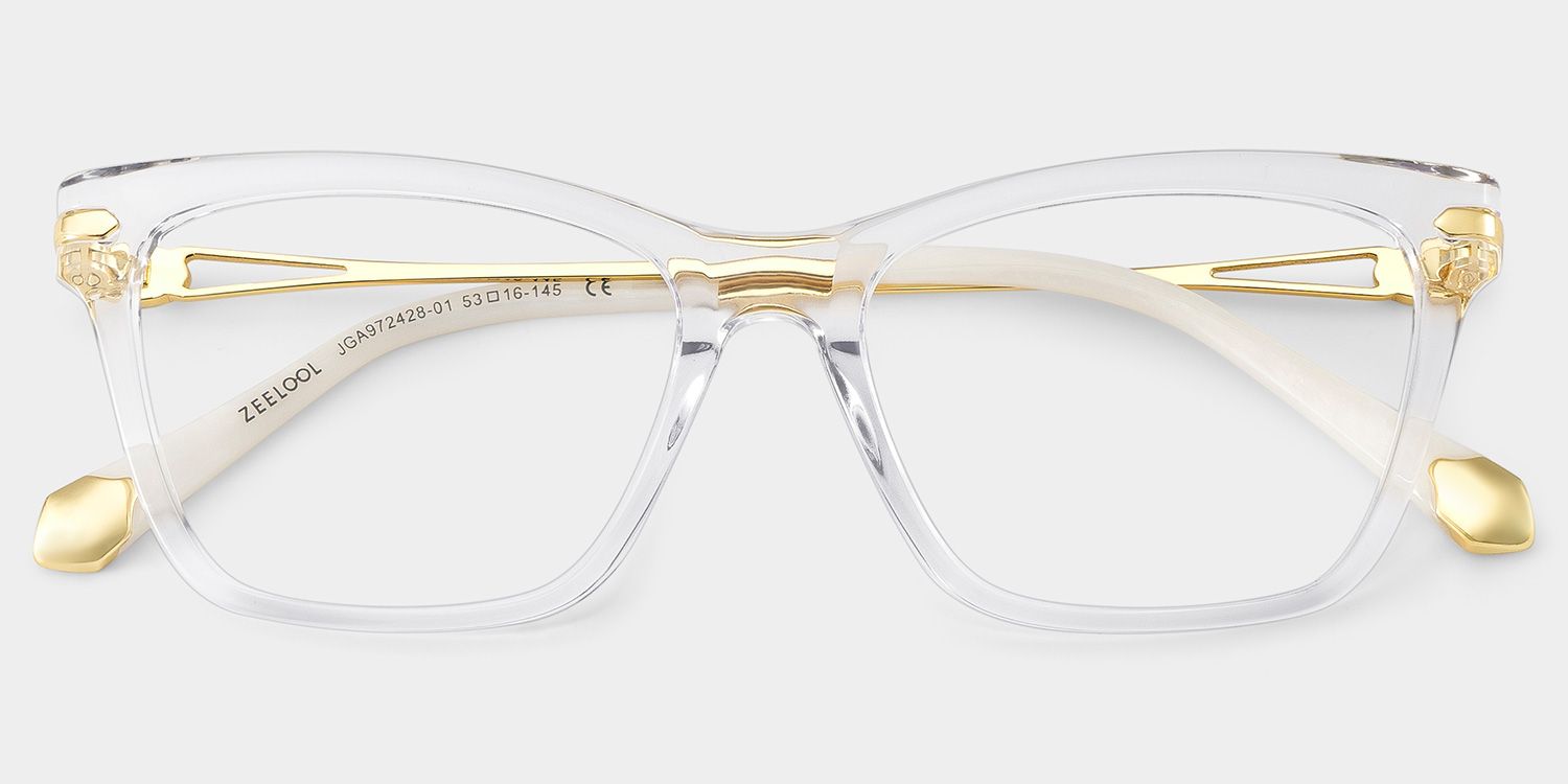 Cat eye Clear Eyeglasses- Amelia Mixed Frame Glasses5