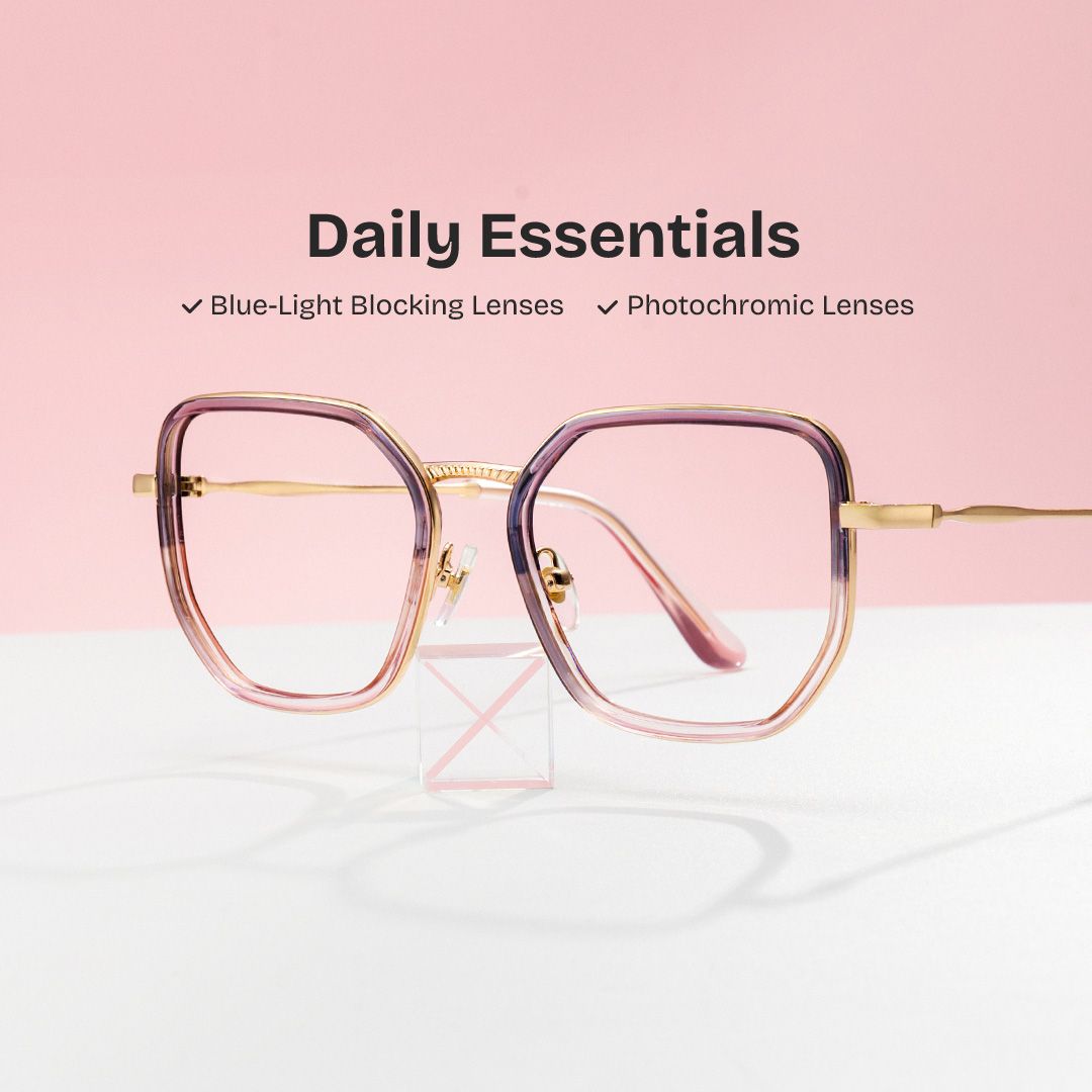 Levi Eyeglasses in Geometric Grey Pink Frame | Zeelool0