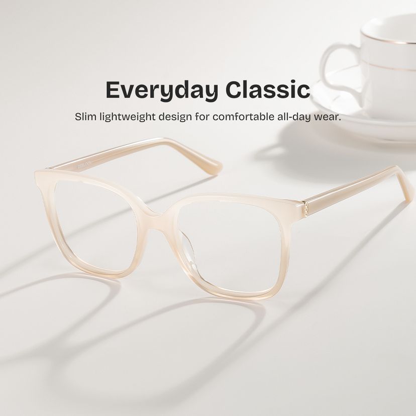 Caroline Beige Square Glasses
