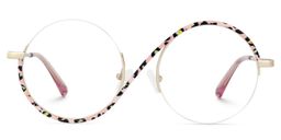 Flozif Pink-Leopard Round Glasses0