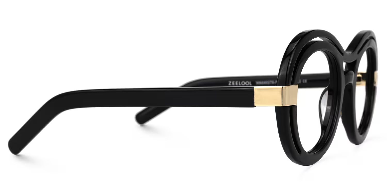 Texidor Wide Round Black Eyeglasses and Glasses Frames2