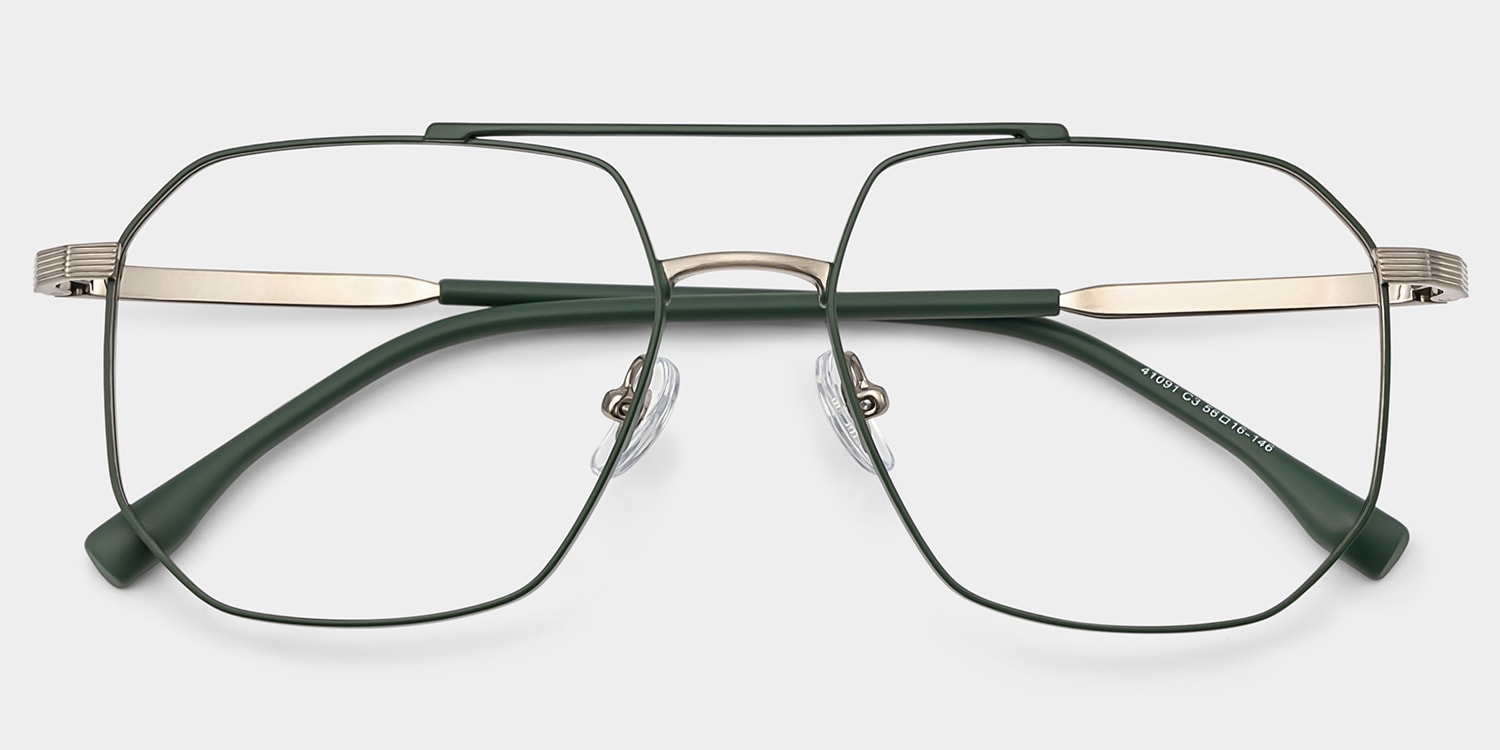 Logan Aviator Green Glasses2