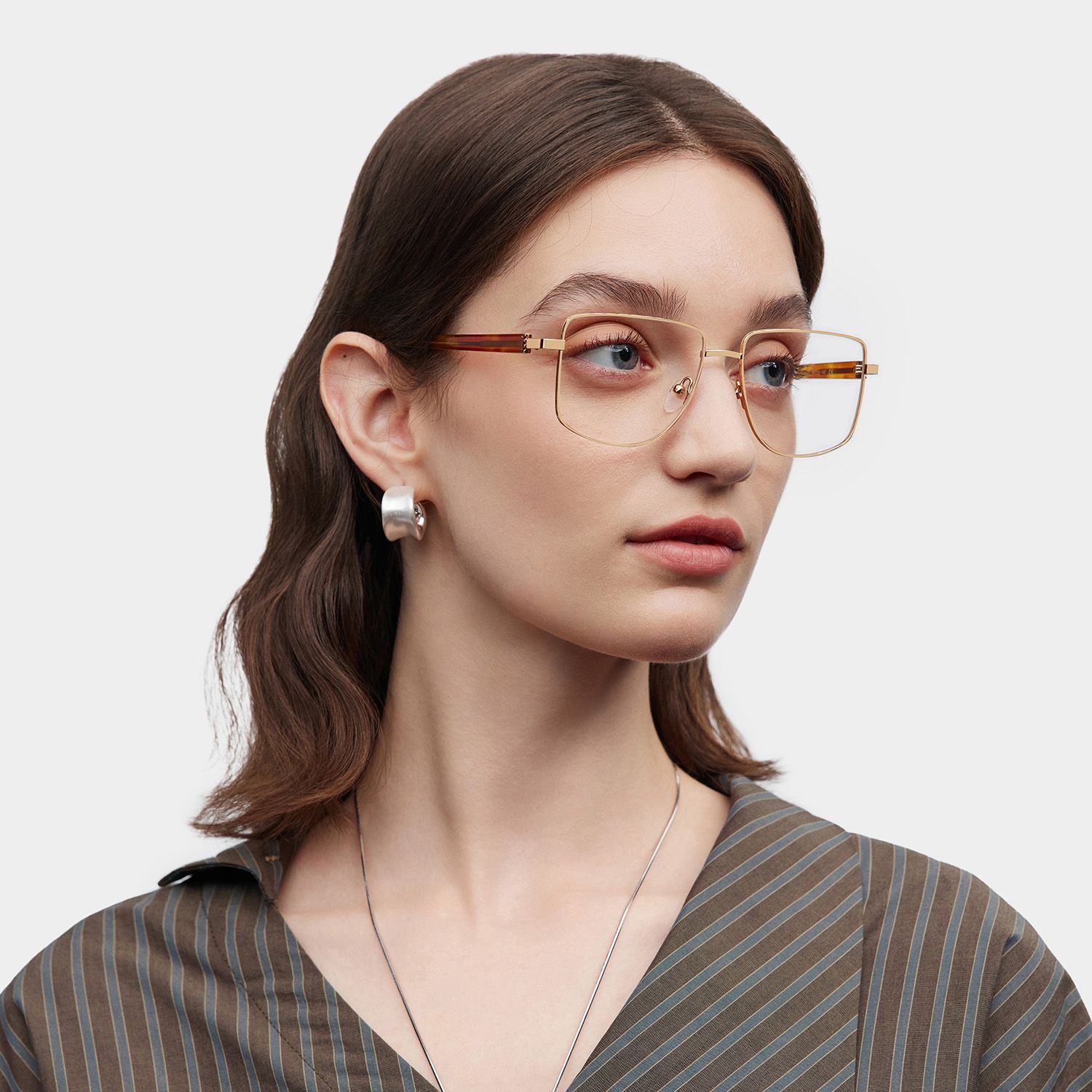 Geometric Gold yellow Eyeglasses- Felicity Metal Frame Glasses1