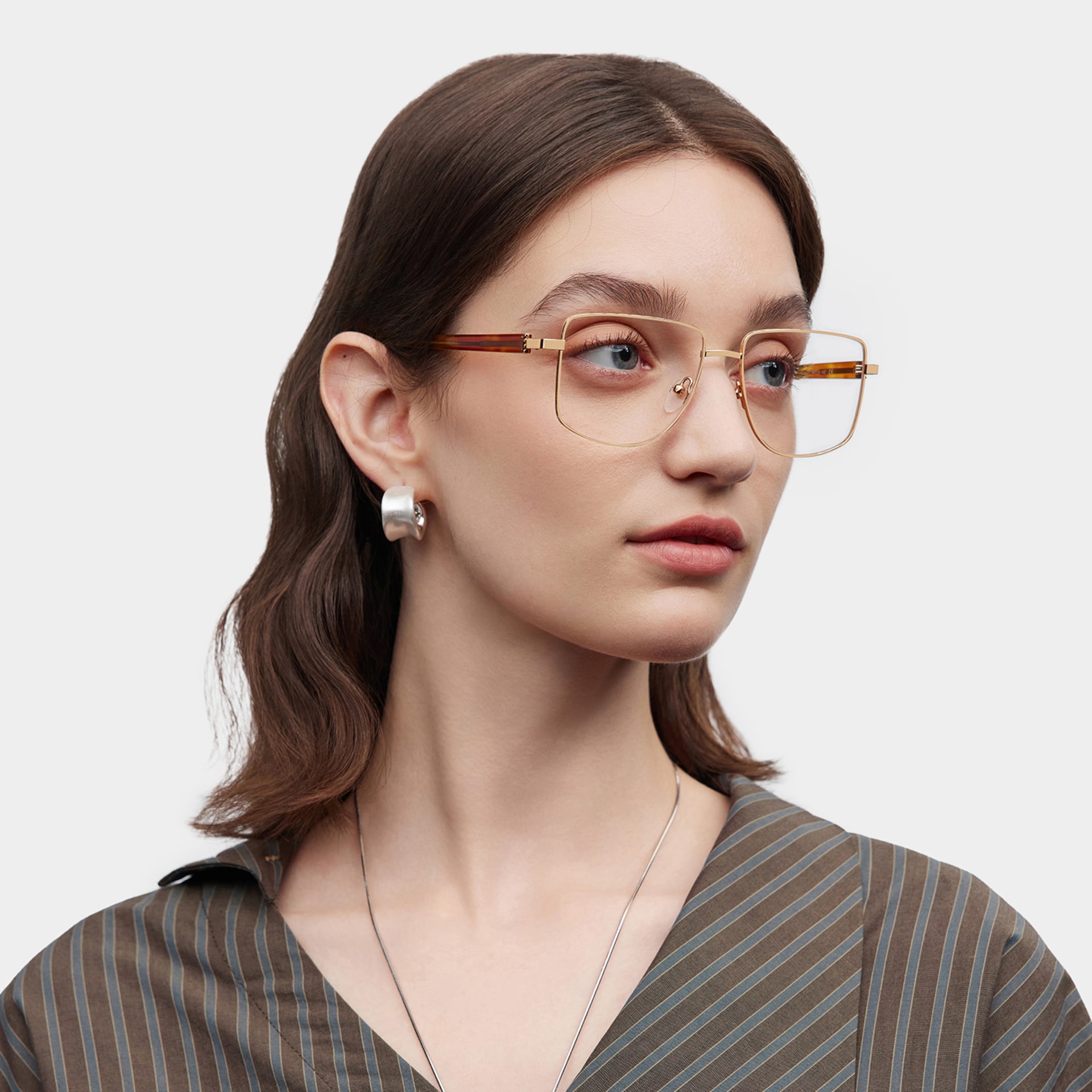 Geometric Gold yellow Eyeglasses- Felicity Metal Frame Glasses1