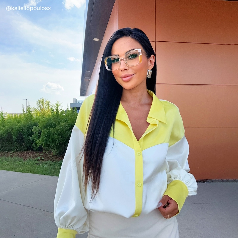 Flair Yellow Clear Frame Glasses with Square Frame Online | ZEELOOL8