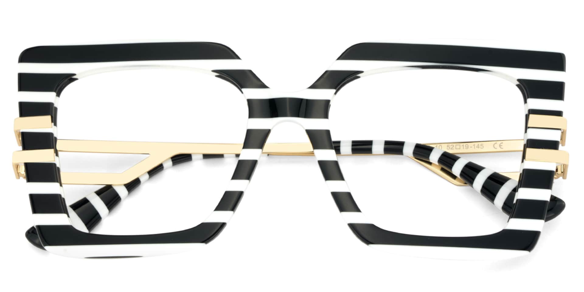 Square Frame Fashion Glasses With Black-White Strips1