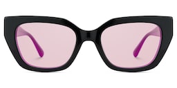 Flare Rectangle Black Sunglasses0
