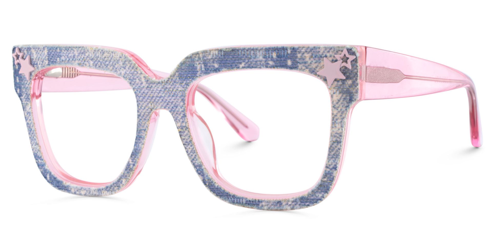 Teresita Thick Blue Denim Glasses in Square Design | Zeelool3