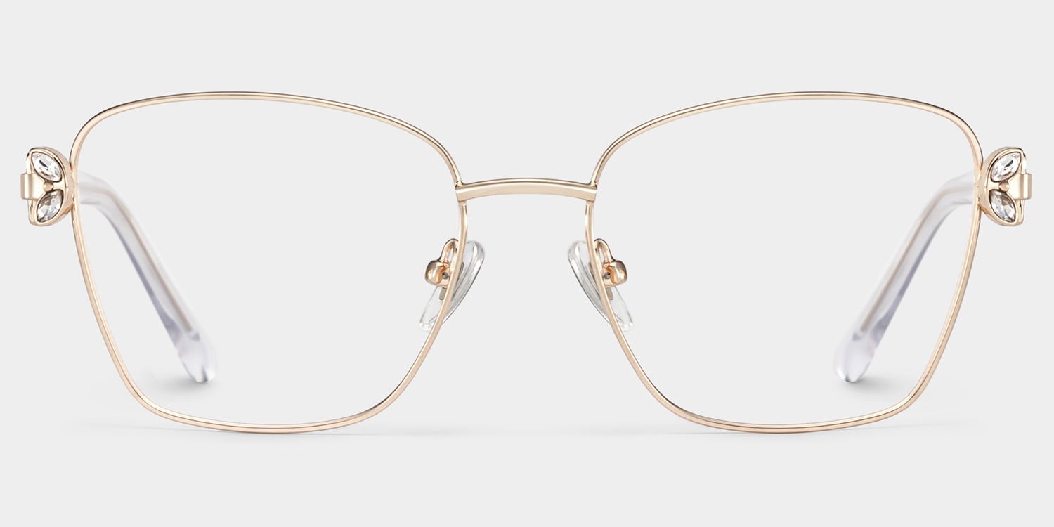 Ellie Rectangle Light Gold Glasses