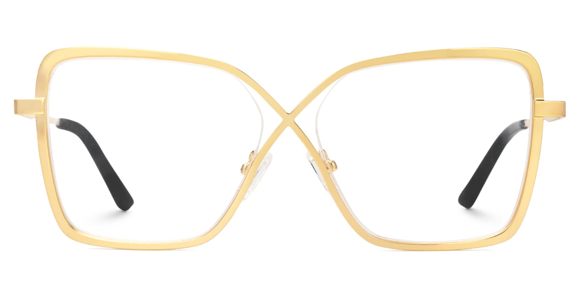 Racquel Gold Glasses Frames in Square Semi-Rimless  | Zeelool0