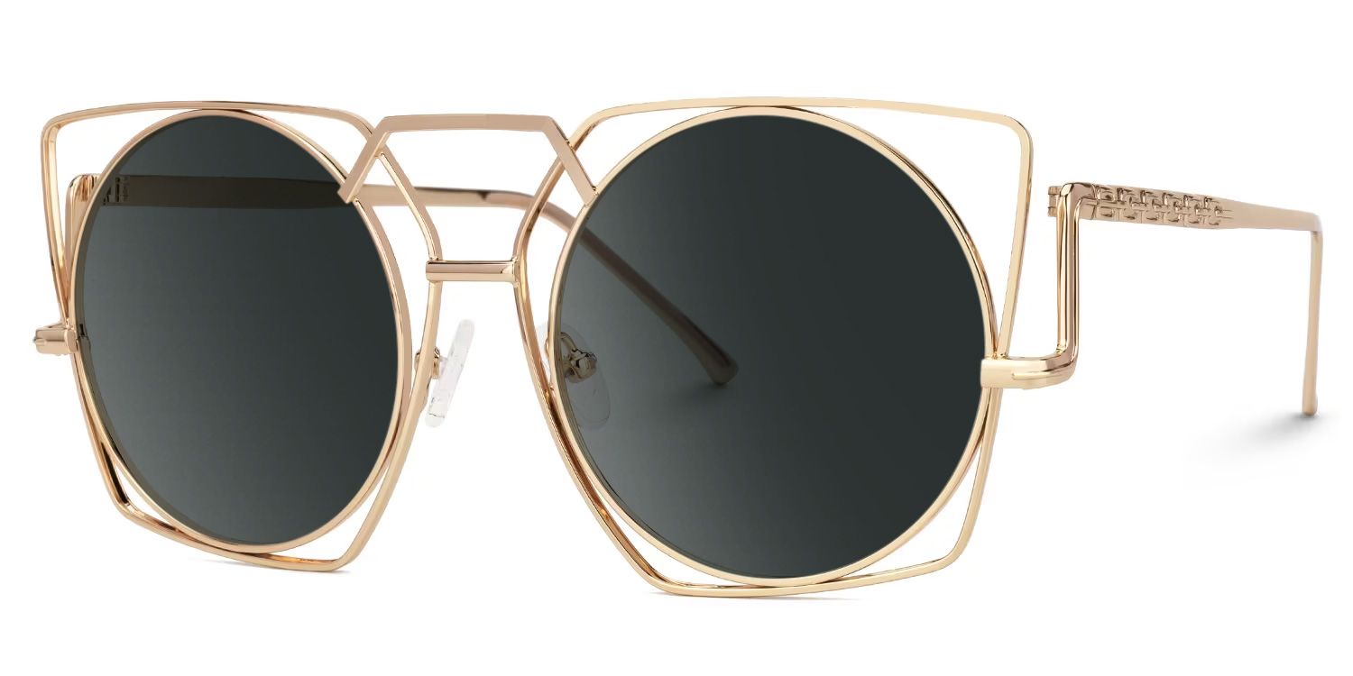 Ybarra Geometric Gold Frame Sunglasses Online Sale | ZEELOOL1