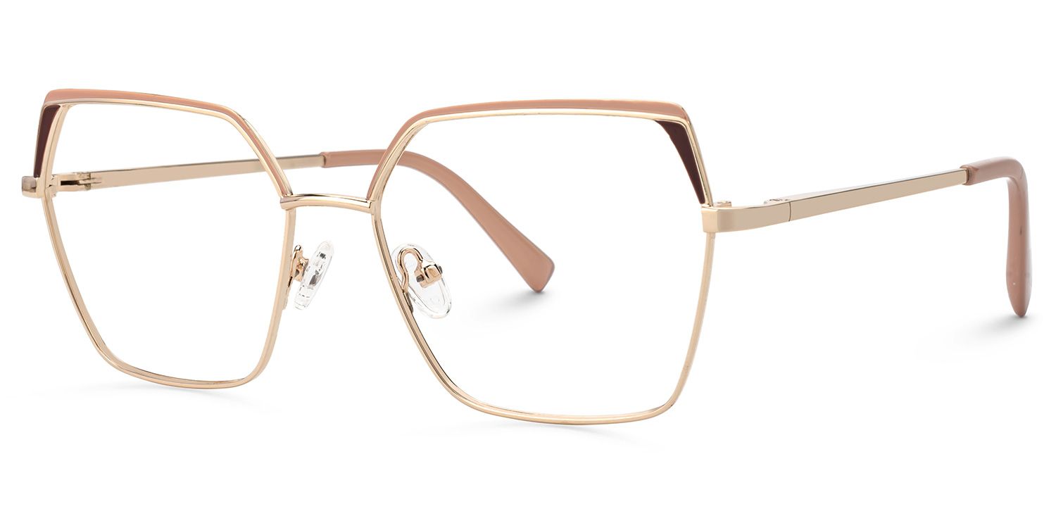 Pink Metal Geometric Eyeglasses- Emelia1