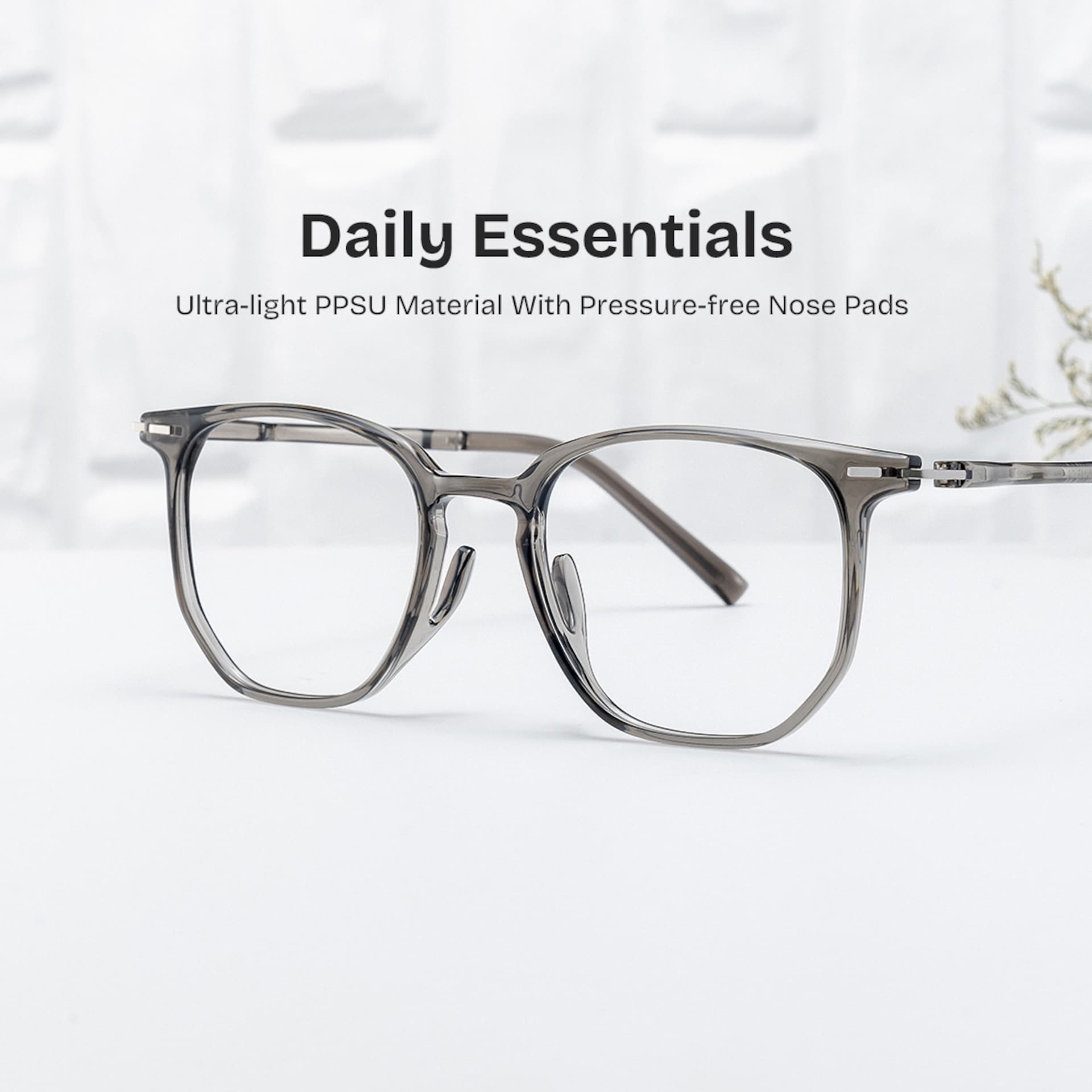 Geometric Gray Eyeglasses- Isla TR90 Frame Glasses0