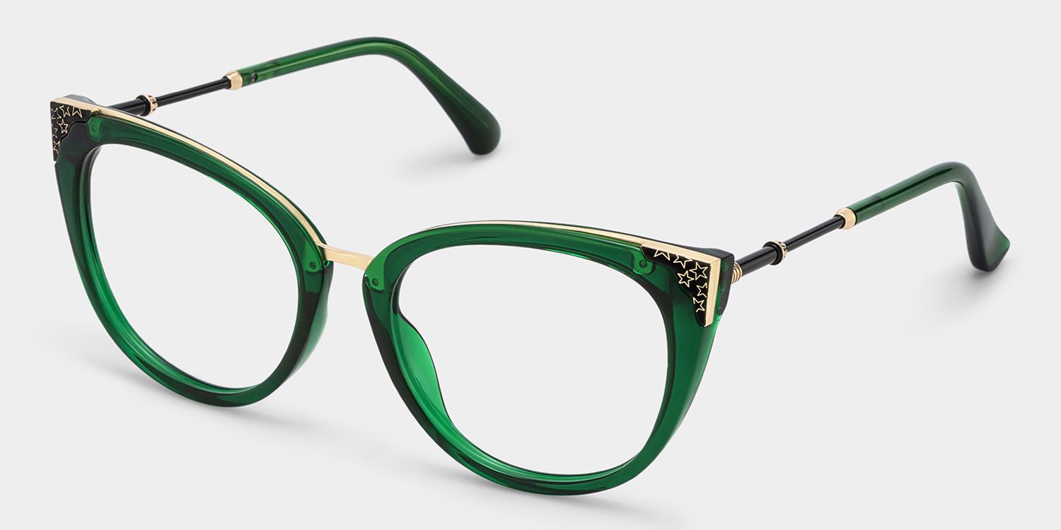 Dalton Cat Eye Dark Green Frame Glasses | Zeelool2