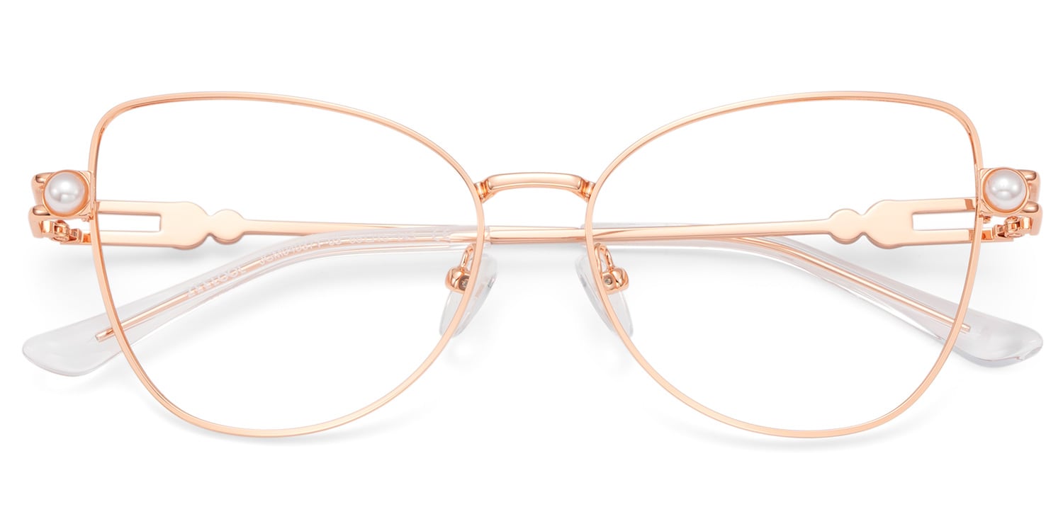 Gaga Eyeglasses in Cat eye Rose Gold Frame | Zeelool1