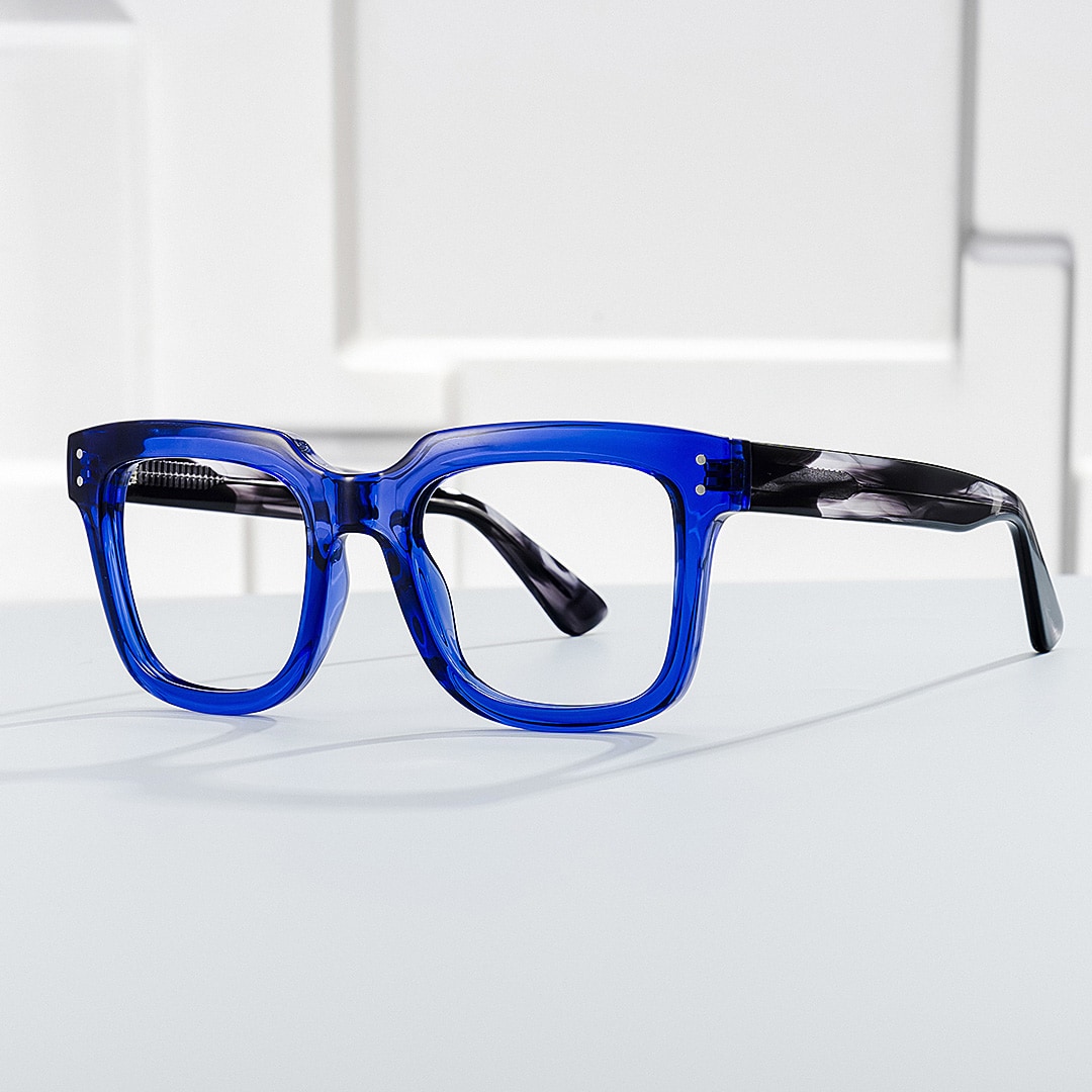 Square Spectacles For Men In Blue Color0