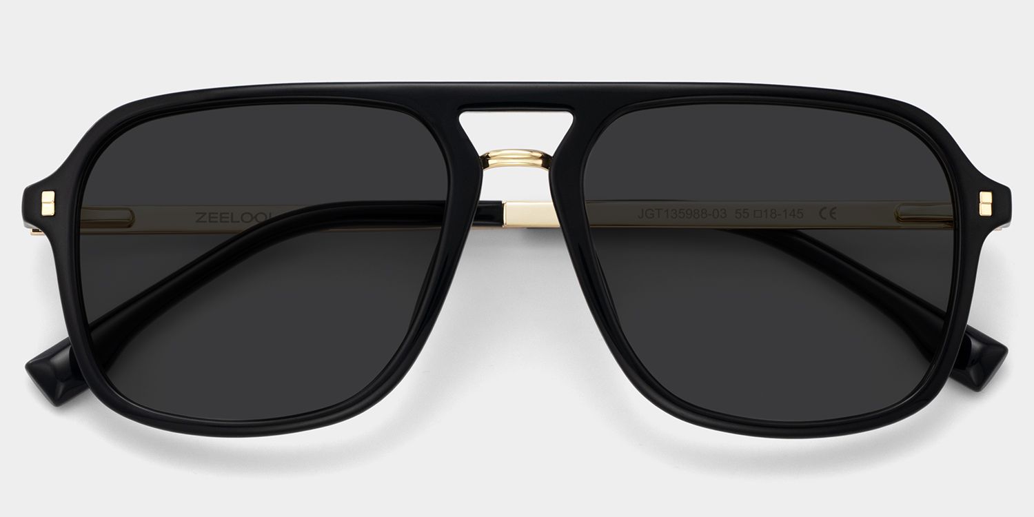 Kilworth Tr90 Black Aviator Frame Sunglasses | ZEELOOL