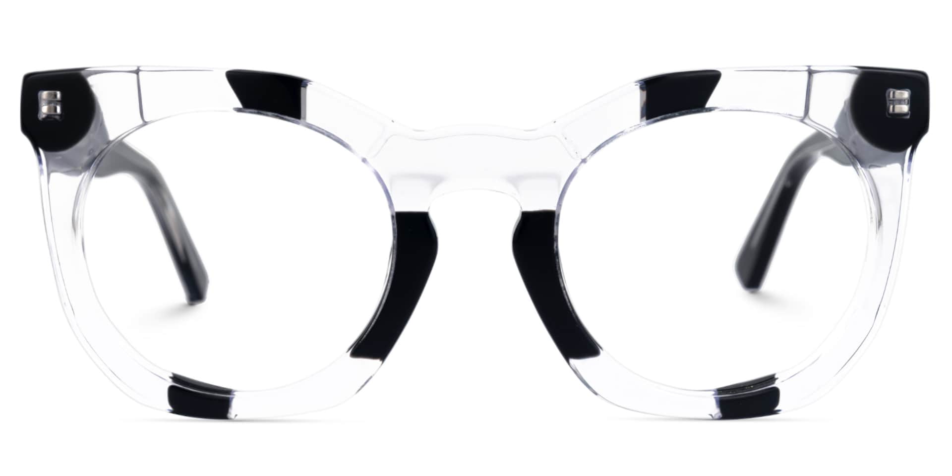 Leisa Round Black-Clear Glasses0