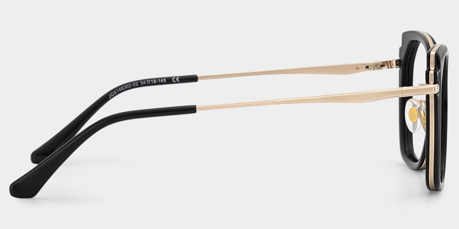 Black Metal Frame Glasses With Wide Size For Women4