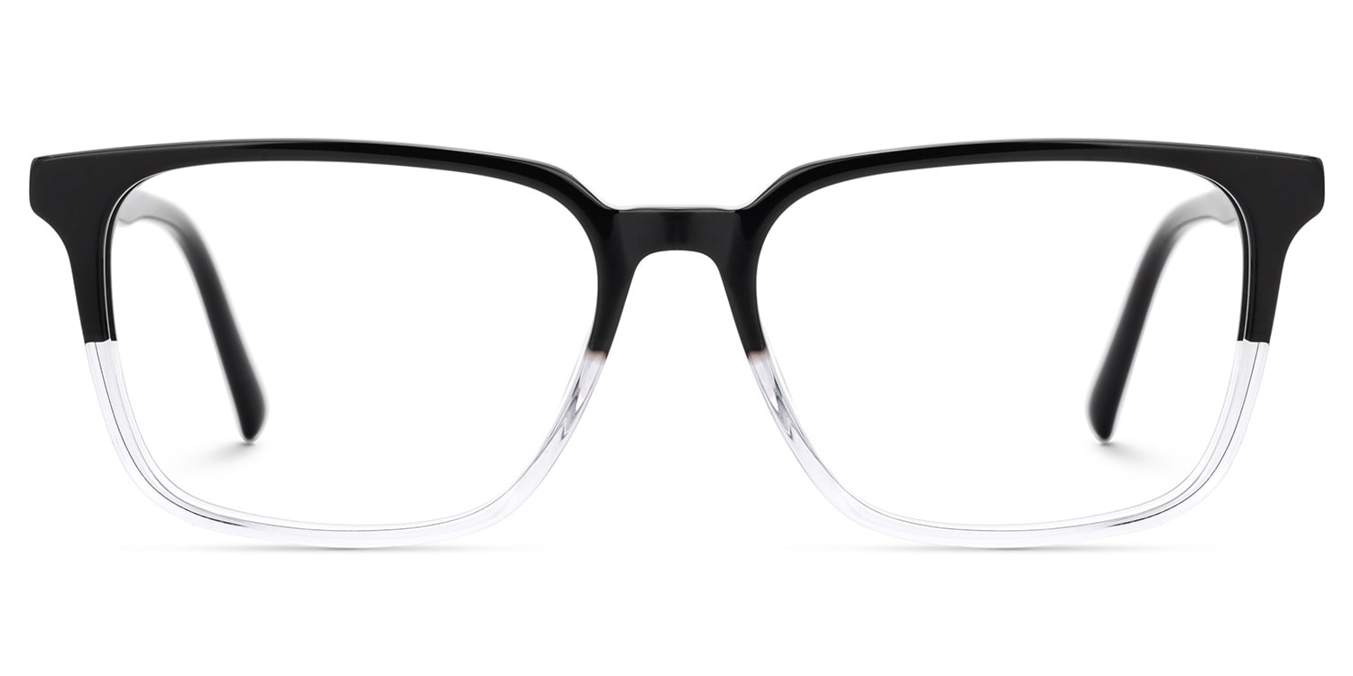 Barnhill Acetate Square Black-Crystal Frame Glasses | Zeelool0