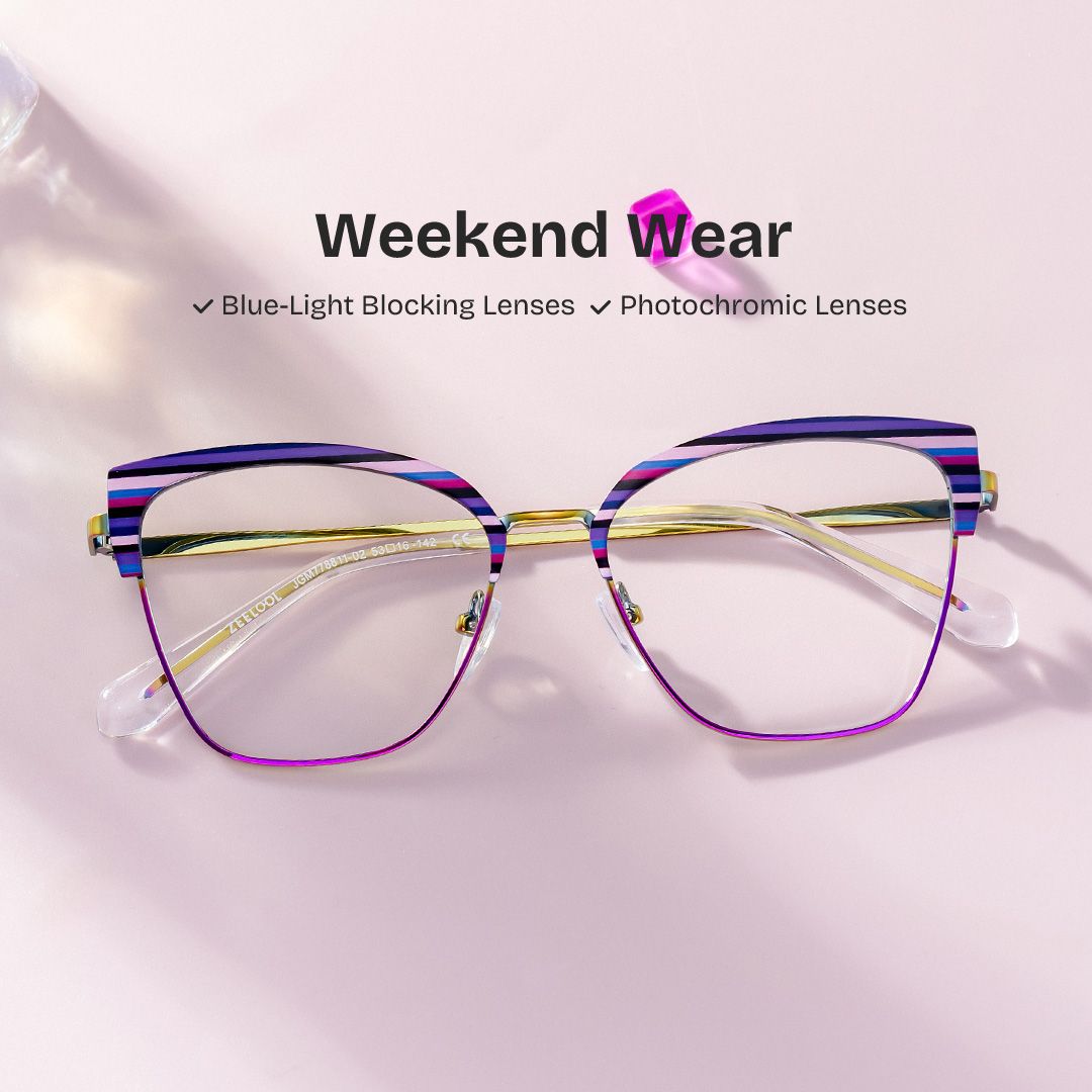 Harley Browline Purple Color Frame Glasses for Women | Zeelool0