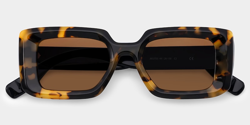 Eira Rectangle Tortoise Polarized Sunglasses
