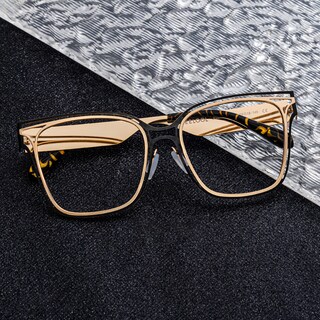 Dacarine Square Black Gold Glasses0