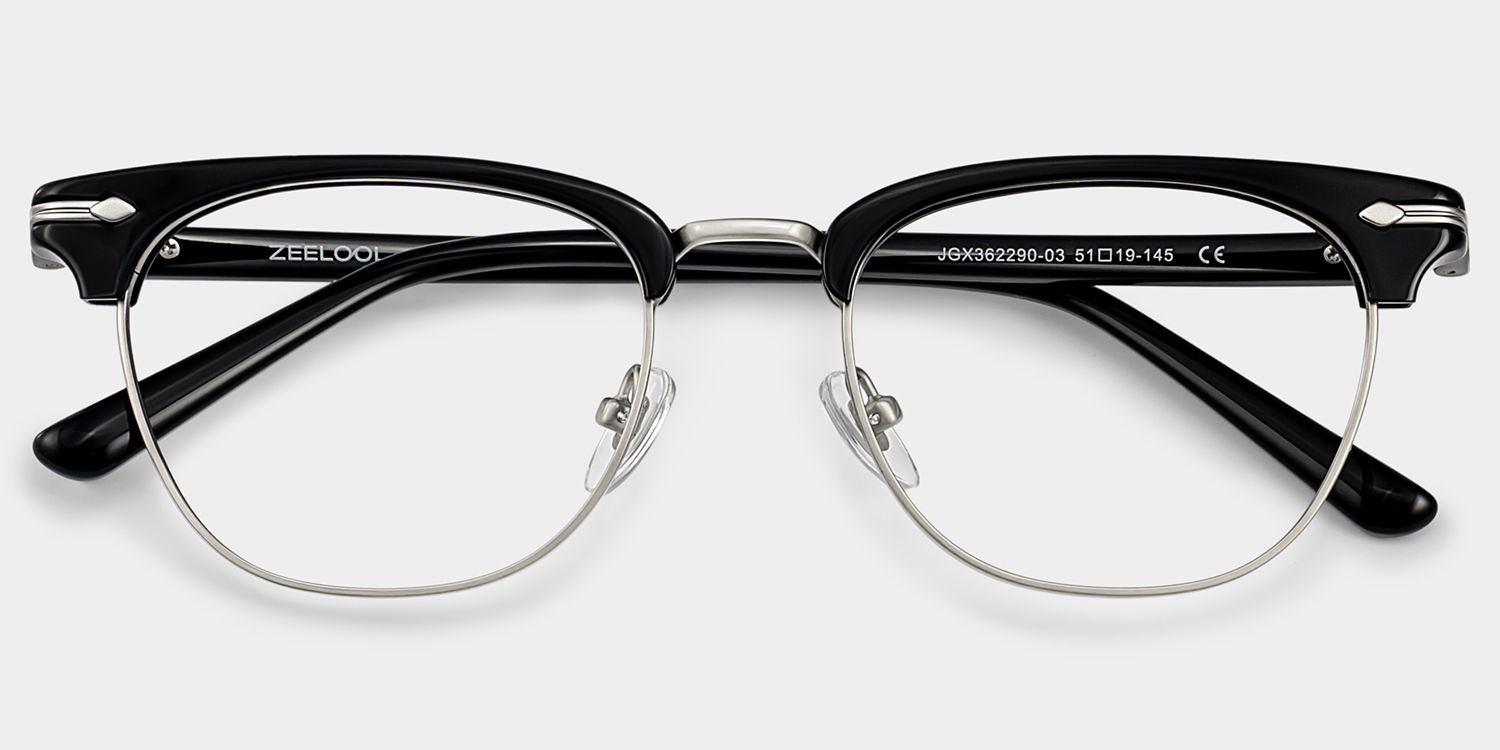 Capri Browline Black Frames Glasses for Men | ZEELOOL1
