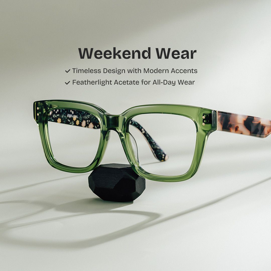 Zinnia Green Frame Glasses with Rectangle Frame Online | ZEELOOL2