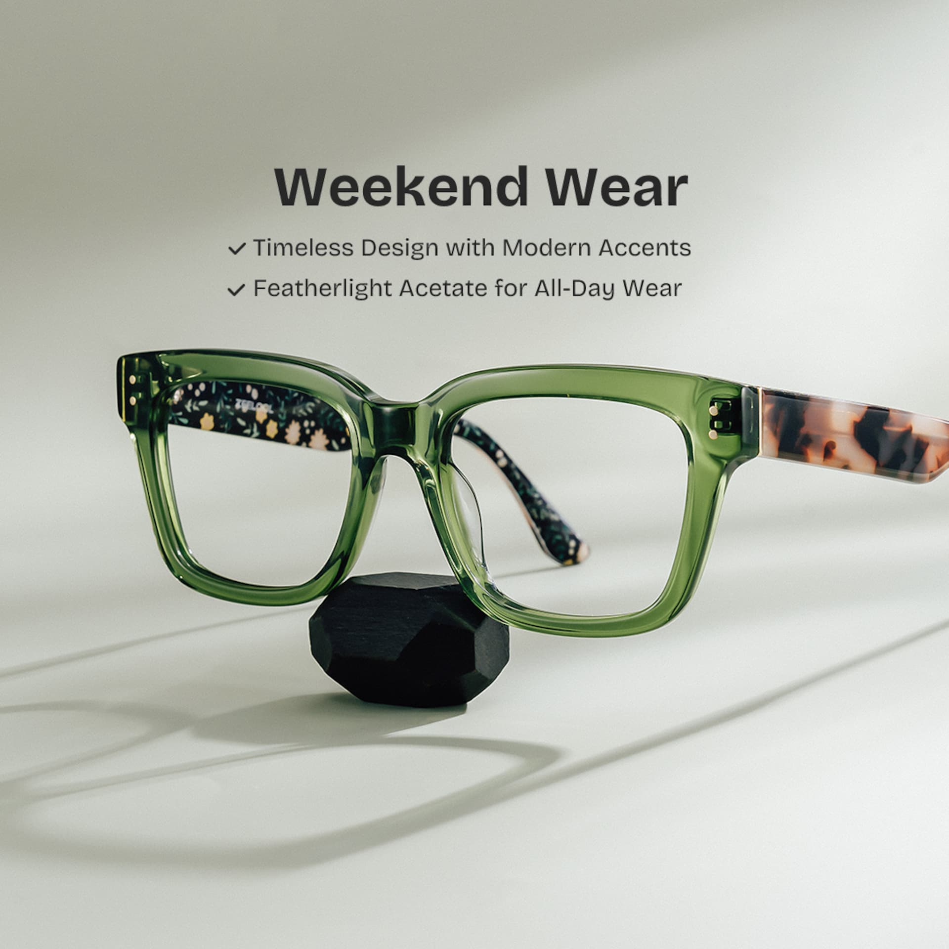 Zinnia Green Frame Glasses with Rectangle Frame Online | ZEELOOL2
