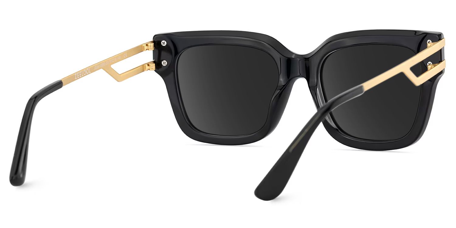 Lidia Black Square Polarized Sunglasses for Driving | ZEELOOL4
