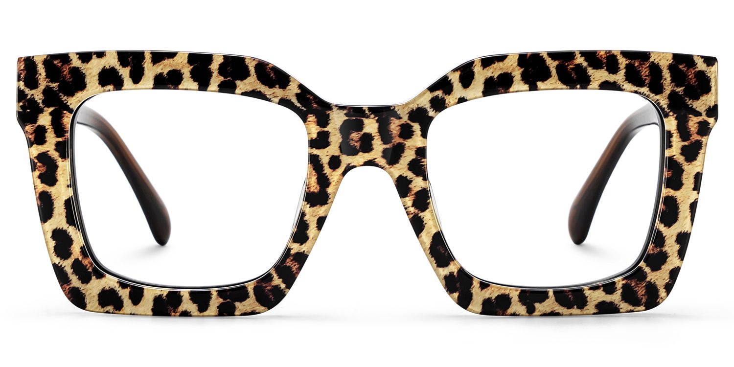 Zeelool Women's Square Leopard print Acetate Prescription Glasses