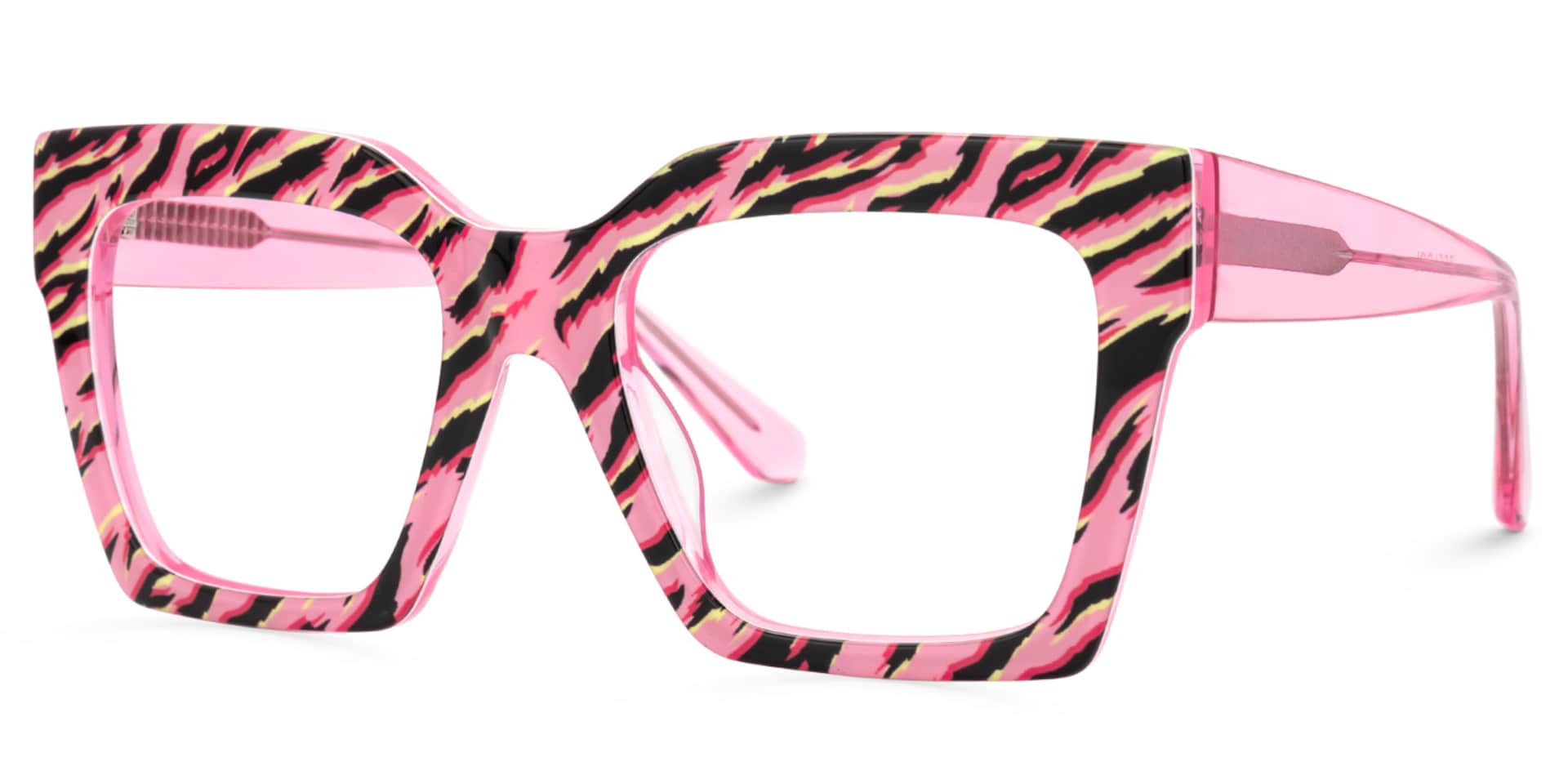 Morreen Oversized Thick Frame Glasses With Pink Zebra | Zeelool1