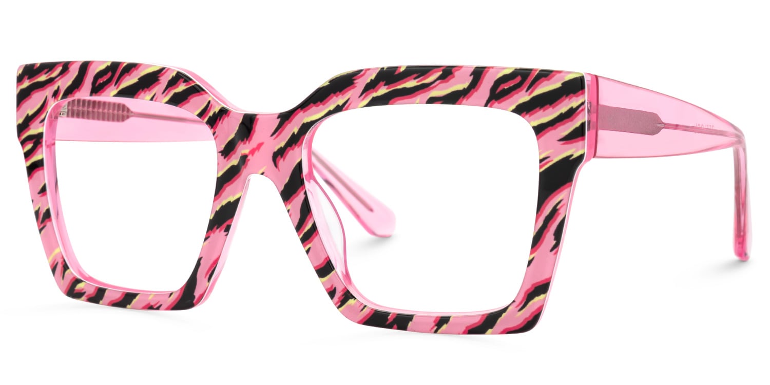 Morreen Square Pink Zebra Glasses1