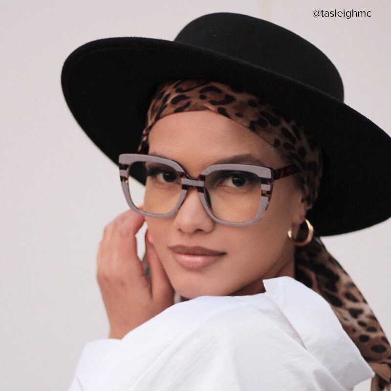 Brenda Square Mauve Frame Glasses / Prescription Glasses11