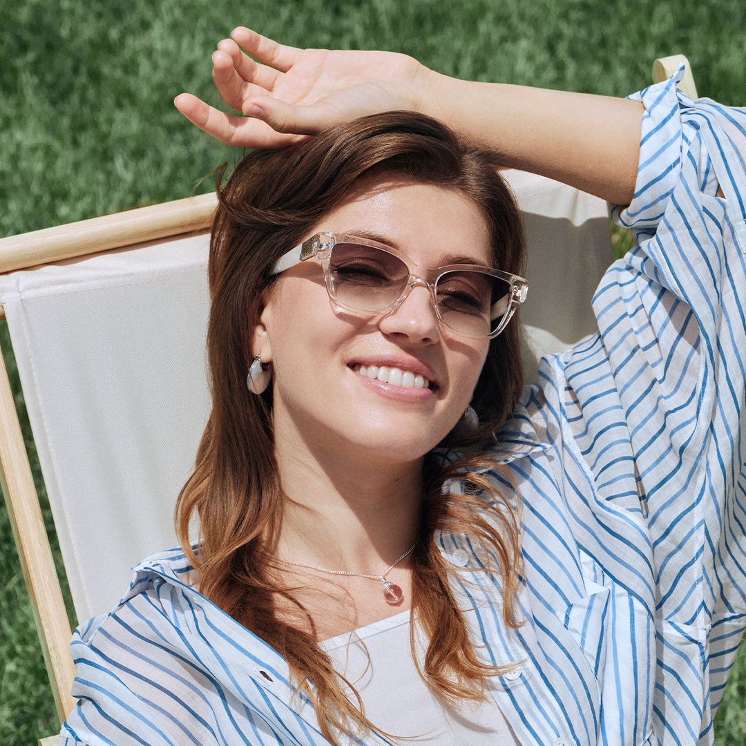 Miranda Cat Eye Clear Yellow Prescription Sunglasses | ZEELOOL