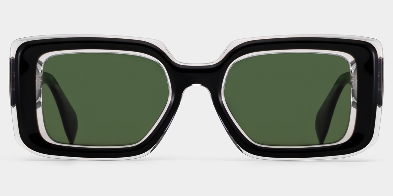 Eira Rectangle Black Polarized Sunglasses