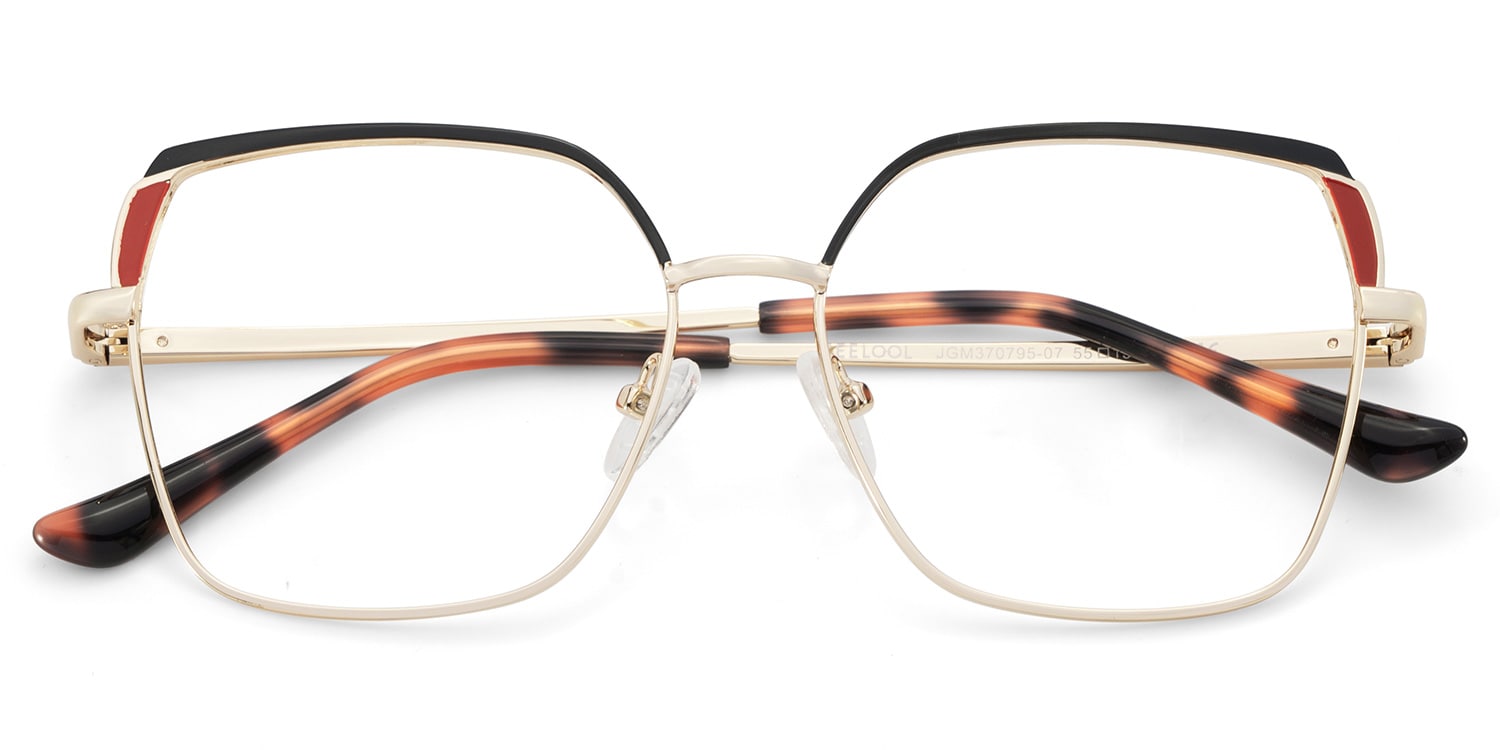 Shayla Metal Square Black Red Frame Glasses | Zeelool2