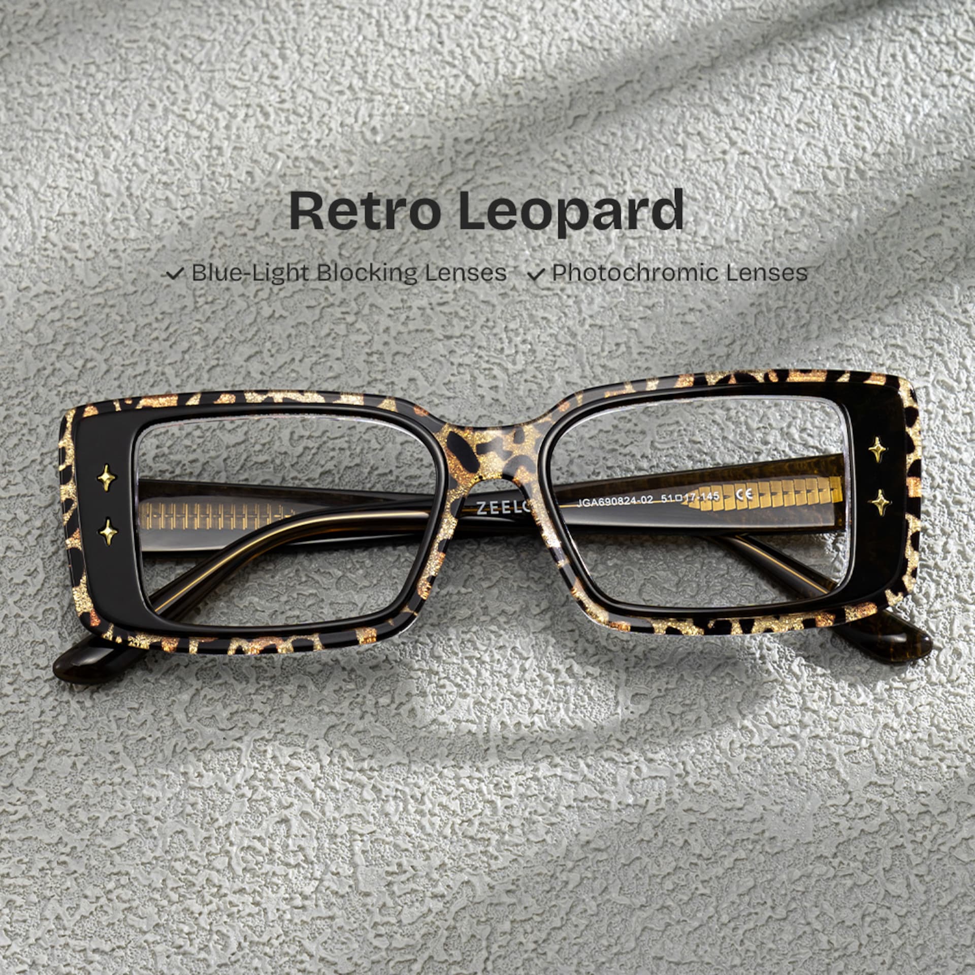 Women's Rectangle Eyeglasses Frames With Leopard Color0