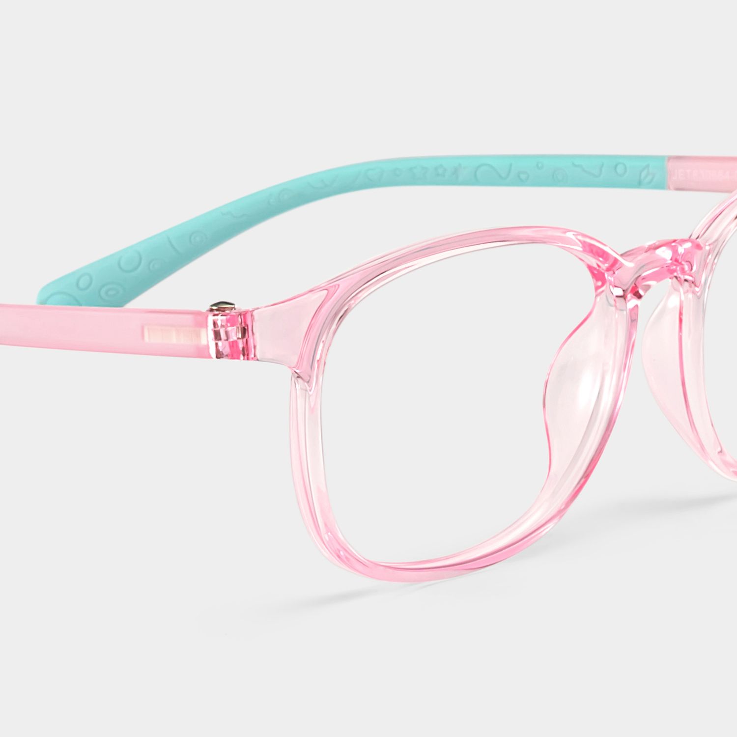 Kids Rectangle  Pink Green Amaker Frame Glasses | Zeelool4