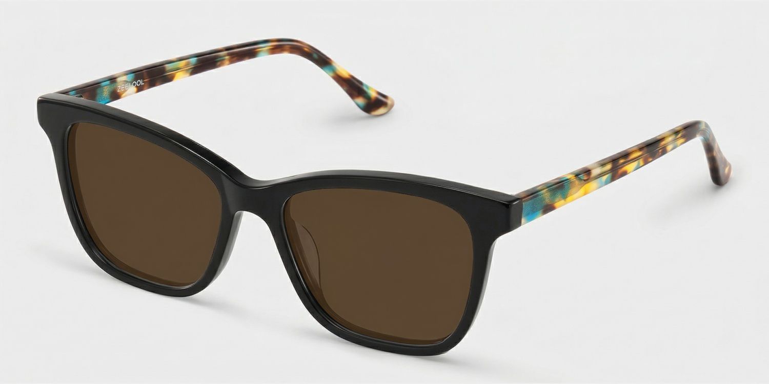 Faith Black Rectangle Polarized Sunglasses for Driving | ZEELOOL2