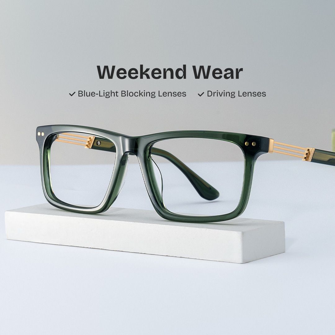 Emerson Eyeglasses in Rectangle Green Frame | Zeelool0