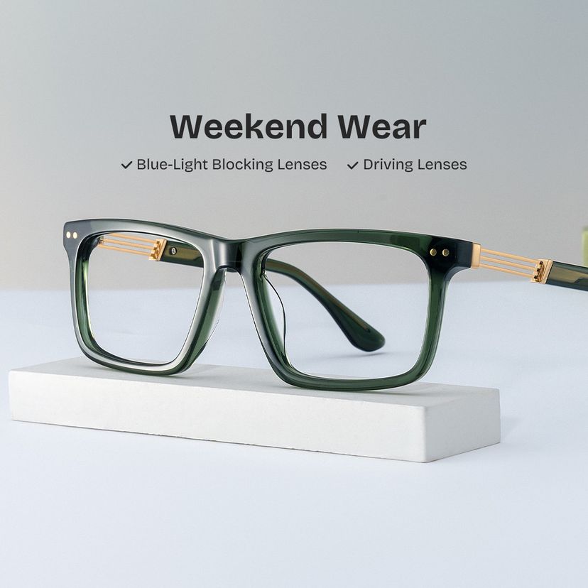 Emerson Rectangle Green Glasses